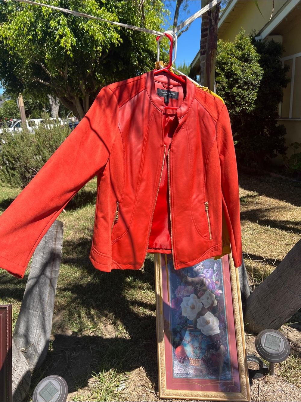Marc New York Red Leather Zip-Front Jacket